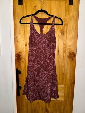 Prana Maroon Patterned Racerback Mini Dress